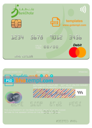 Oman Bank Dhofar mastercard fully editable template in PSD format