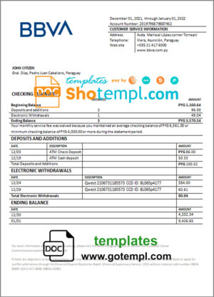Saint Kitts and Nevis SKNA bank proof of address statement template in Word and PDF format
