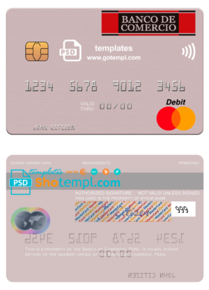 Peru Banco de Comercio mastercard fully editable template in PSD format