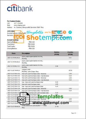 Seychelles ABSA bank statement, Excel and PDF template