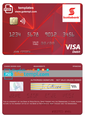 Mali Banque Commerciale du Sahel visa card fully editable template in PSD format