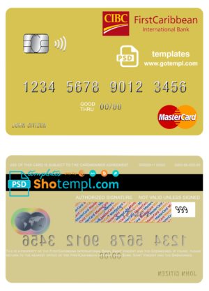 USA Sutton bank mastercard fully editable template in PSD format