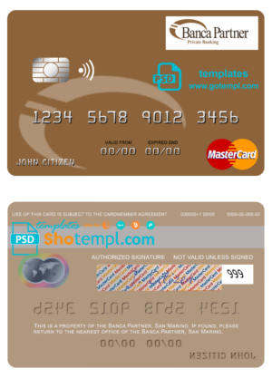 San Marino Banca Partner mastercard fully editable template in PSD format