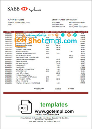 Belize Belizebank proof of address bank statement template in Word and PDF format