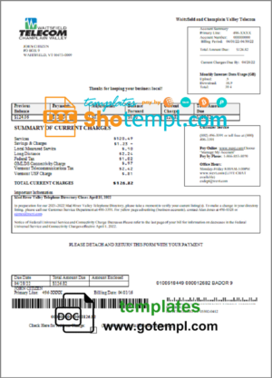 USA Whole Foods Market utility bill template in Word and PDF format