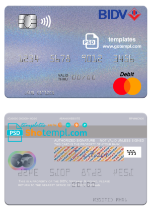 Vietnam BIDV mastercard fully editable template in PSD format
