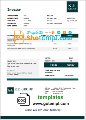 USA Brian’s Auto Repair invoice template in Word and PDF format, fully editable