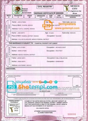 Mauritania vital record death certificate Word and PDF template