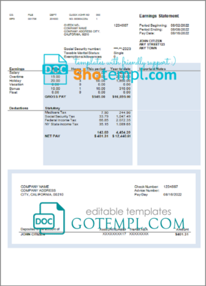 # after joy pay stub template in Word and PDF format