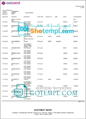 UAE ABU DHABI DISTRIBUTION CO. utility bill Word and PDF template
