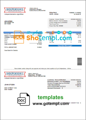 IBC Bank business checking account statement Word and PDF template