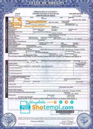 Marshall Islands vital record birth certificate Word and PDF template, completely editable