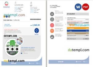 UAE Ajman Al Ain Distribution Co. Word and PDF utility bill template (5 pages)