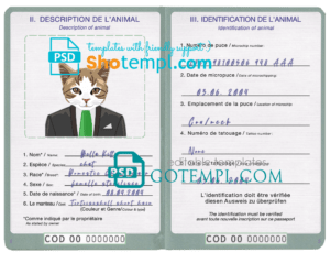 Slovenia dog (animal, pet) passport PSD template, fully editable