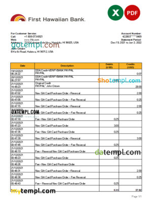 Brazil Gas  business utility bill, PDF and WORD template