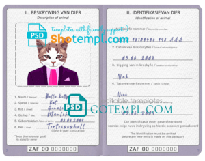 Tajikistan vital record birth certificate PSD template
