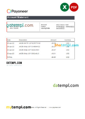 USA Silver Corp. invoice template in Word and PDF format, fully editable