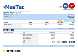 Restaurant Work Order Invoice template in word and pdf format