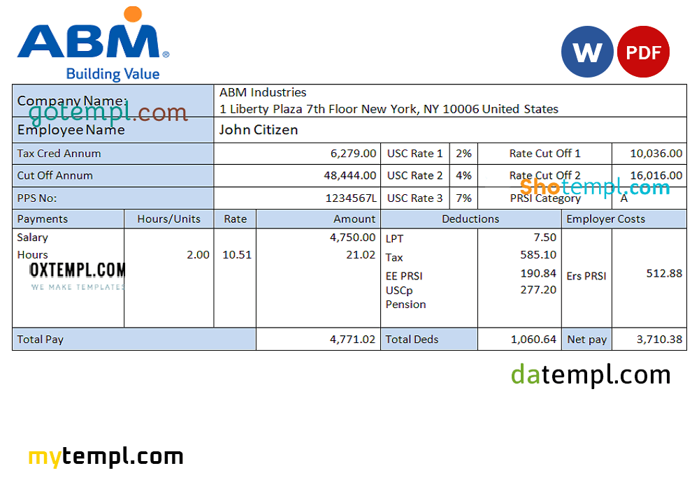 USA facility services company employee sheet template in Word and PDF format USA facility services company employee sheet template in Word and PDF format