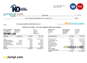 Free Construction Invoice template in word and pdf format
