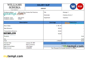 payroll report template in Word and PDF format, version 6