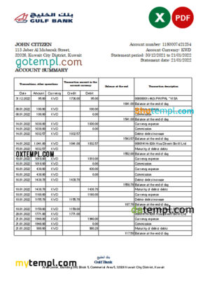 Germany Dekabank bank statement template in Word and PDF format