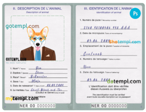 Micronesia cat (animal, pet) passport PSD template, fully editable
