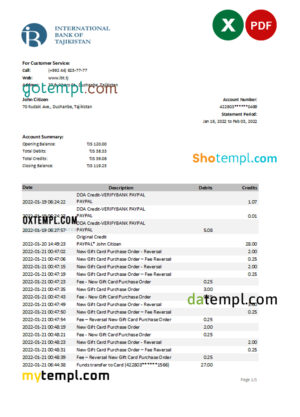Mobile INK earnings statement Word and PDF template