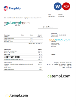 payroll report template in Word and PDF format, version 3