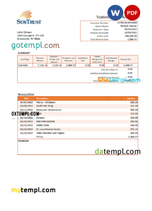 Qatar Kahra Maa utility bill Word and PDF template, 2 pages demo