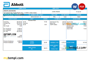 RTW Cooperative bank vacation pay stub template in PDF and Word formats