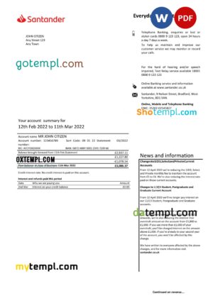 Sydney ZNZ bank statement Word and PDF template