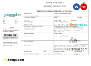 Latvia vital record death certificate Word and PDF template