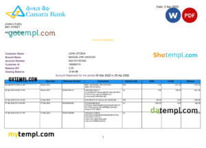 INDIA HDFC bank payslip template in Word and PDF formats
