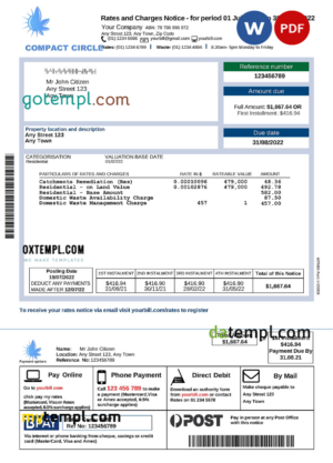 # compact circle universal multipurpose utility bill, Word and PDF template