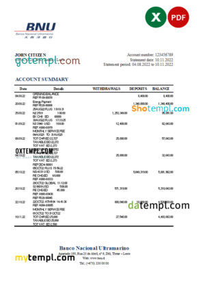 USA WM bank account balance reference letter template in Word and PDF format