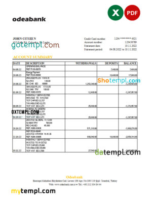 Opus Energy electricity utility business bill, Word and PDF template, 2 pages