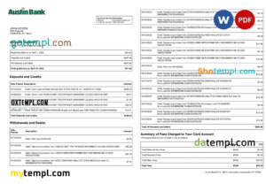UNITED KINGDOM GO2 bank statement Word and PDF template