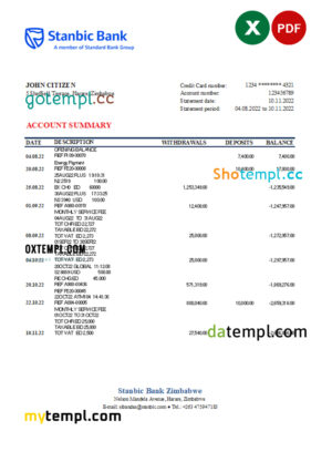 Natwest Bank enterprise account statement Word and PDF template