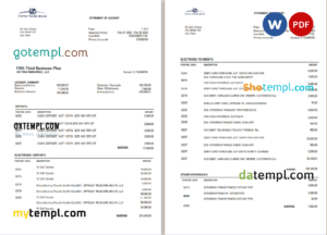 Palau Bank of Guam bank statement template in Word and PDF format