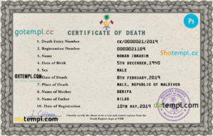 El Salvador marriage certificate PSD template, completely editable