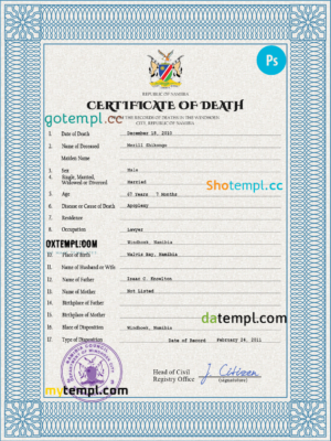 USA Florida state marriage certificate template in PSD format