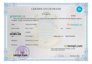 Pakistan death certificate Word and PDF template, completely editable