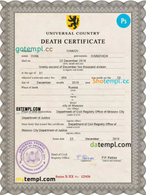 # stance vital record death certificate universal PSD template