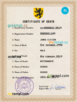 # scope vital record death certificate universal PSD template
