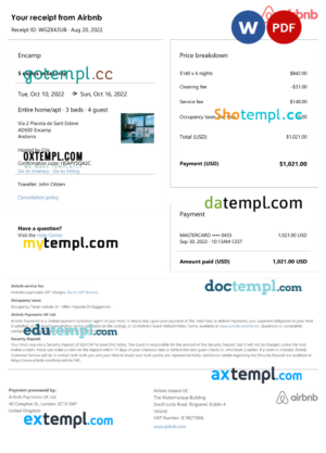 USA Colgate invoice template in Word and PDF format, fully editable