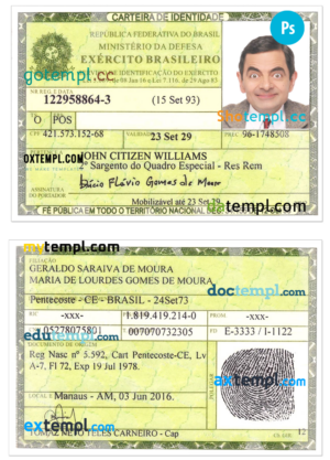 Brasil residence permit PSD template, with fonts