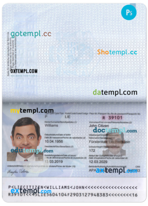 Liechteinstein passport PSD template, with fonts