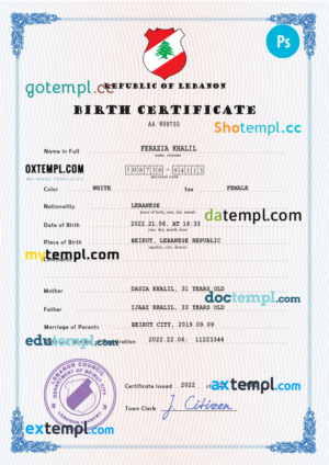 # bold universal birth certificate PSD template, fully editable