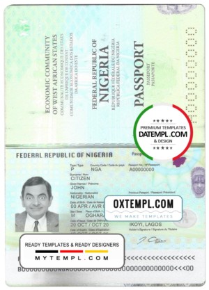 Nigeria passport template in PSD format, fully editable (2019 – present)